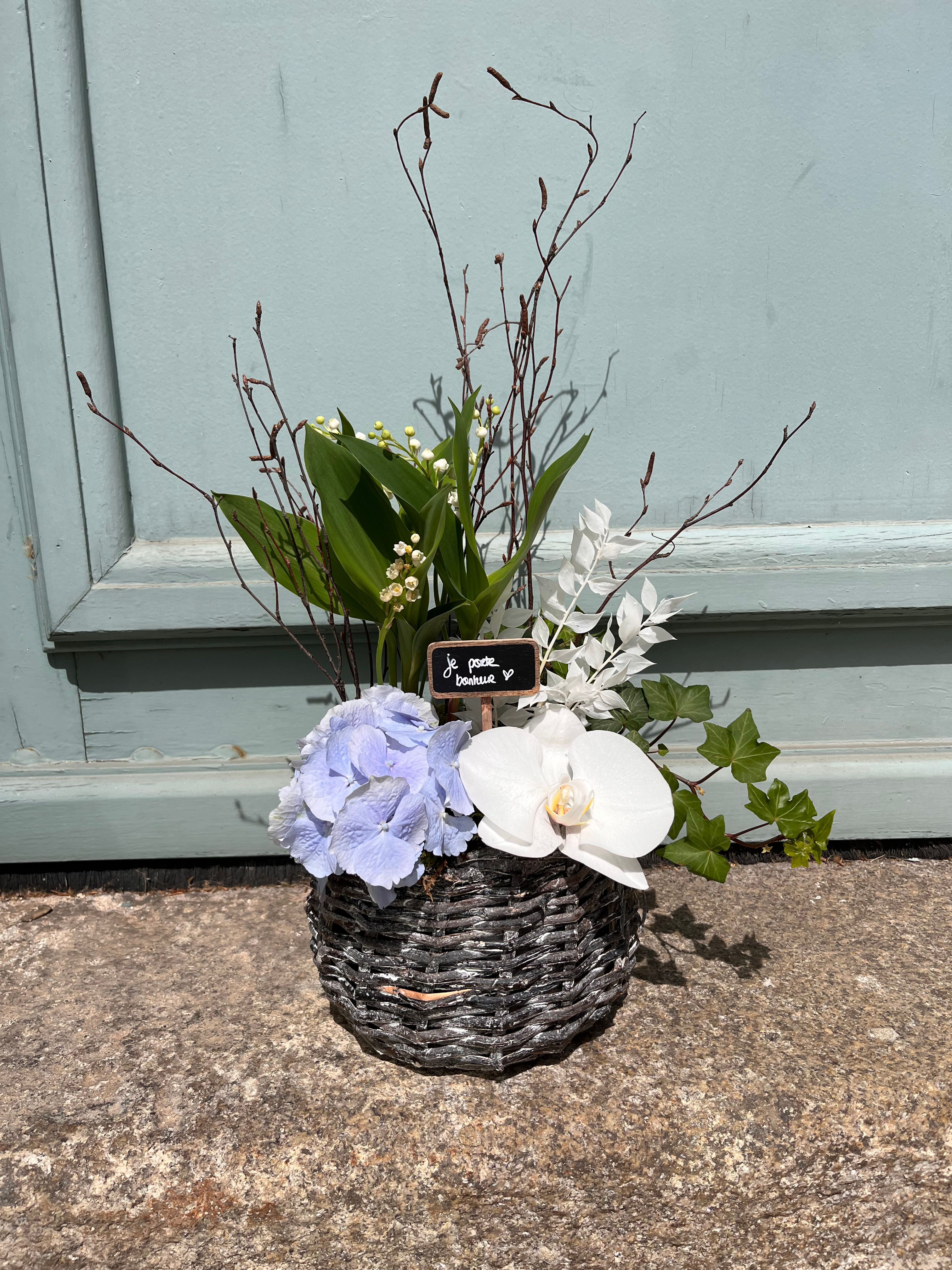 Composition de muguet en pot – esprit nature