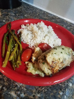 chicken rice and asparagus