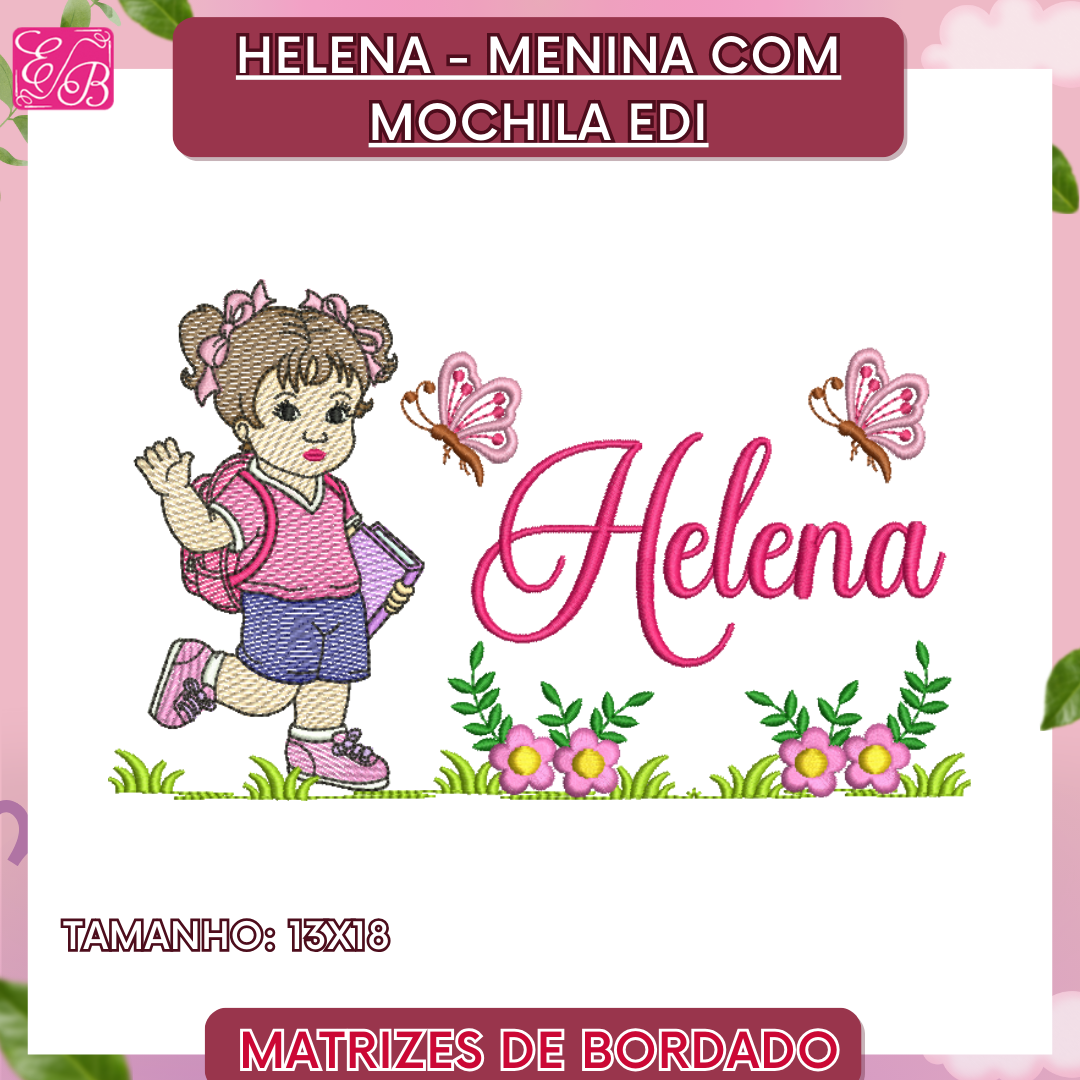 Helena - Menina com Mochila Edi - Matriz de Bordado