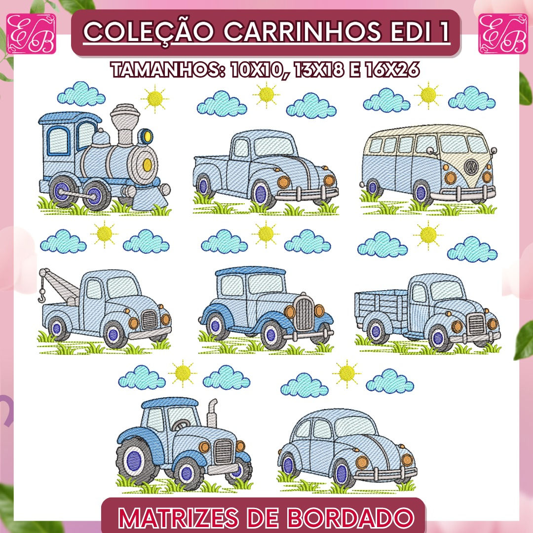 Coleção Carrinhos Edi 1 - Matriz de Bordado