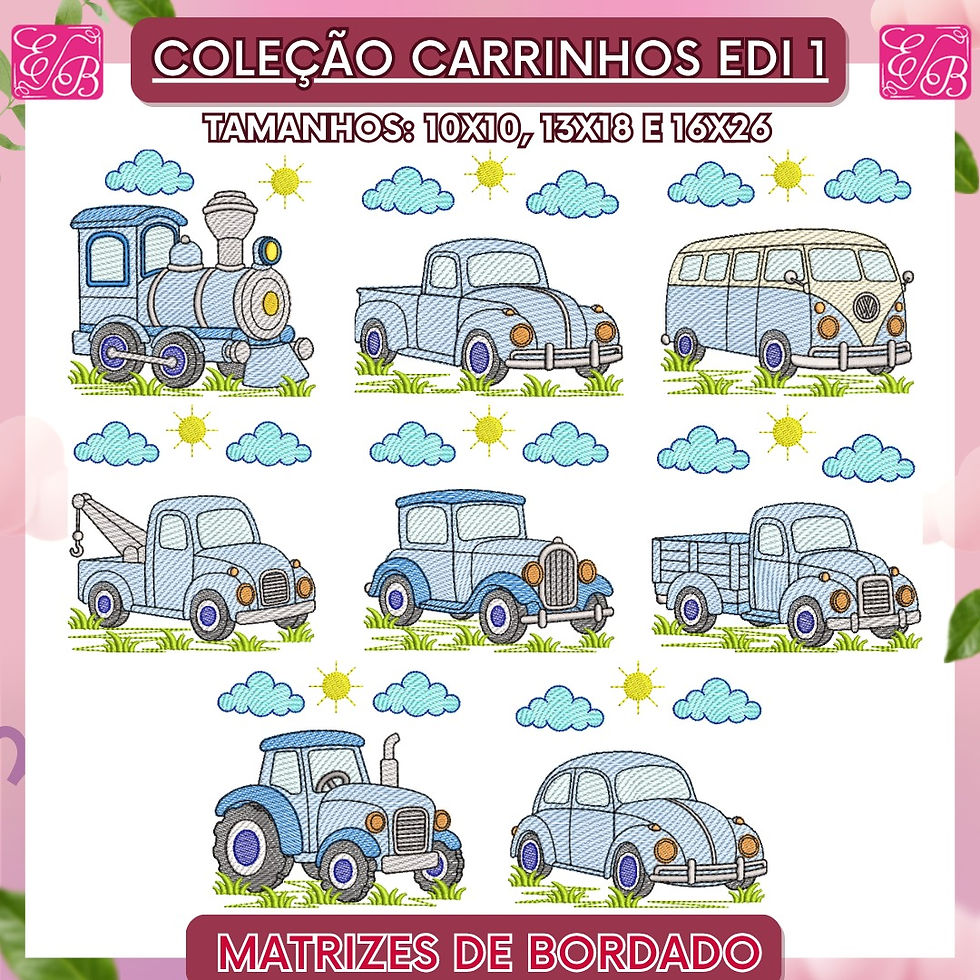 Coleção Carrinhos Edi 1 - Matriz de Bordado
