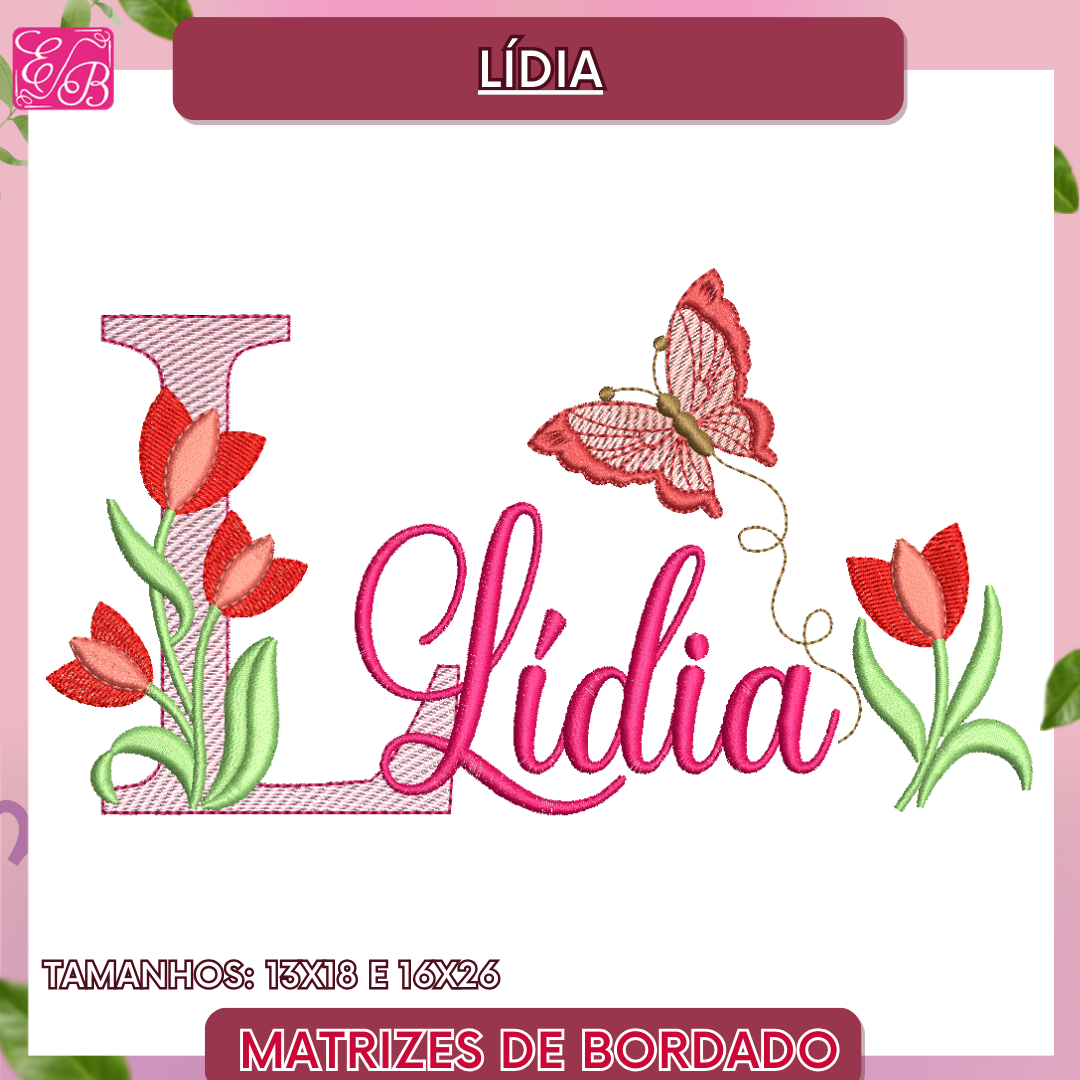 Lídia sobreposto com tulipas