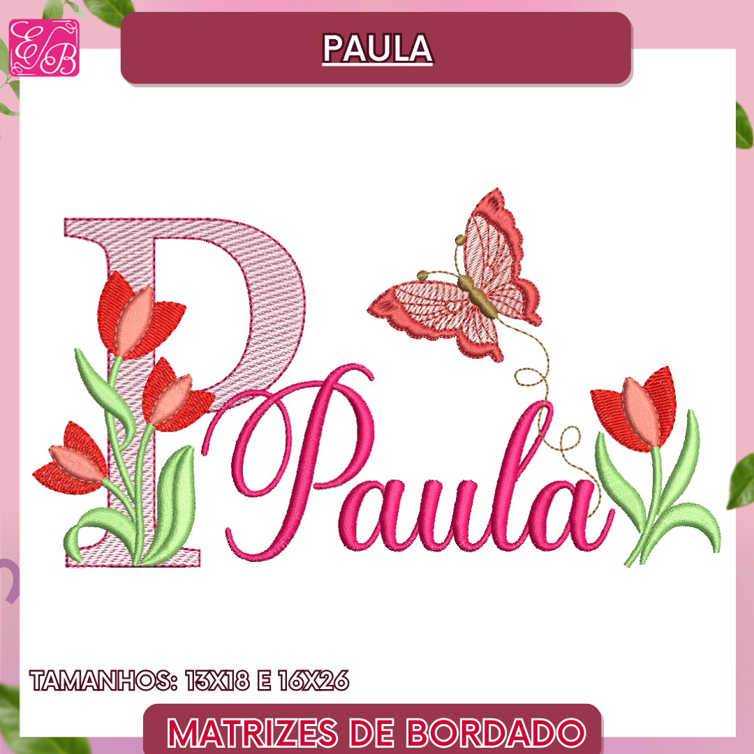 Paula sobreposto com tulipas