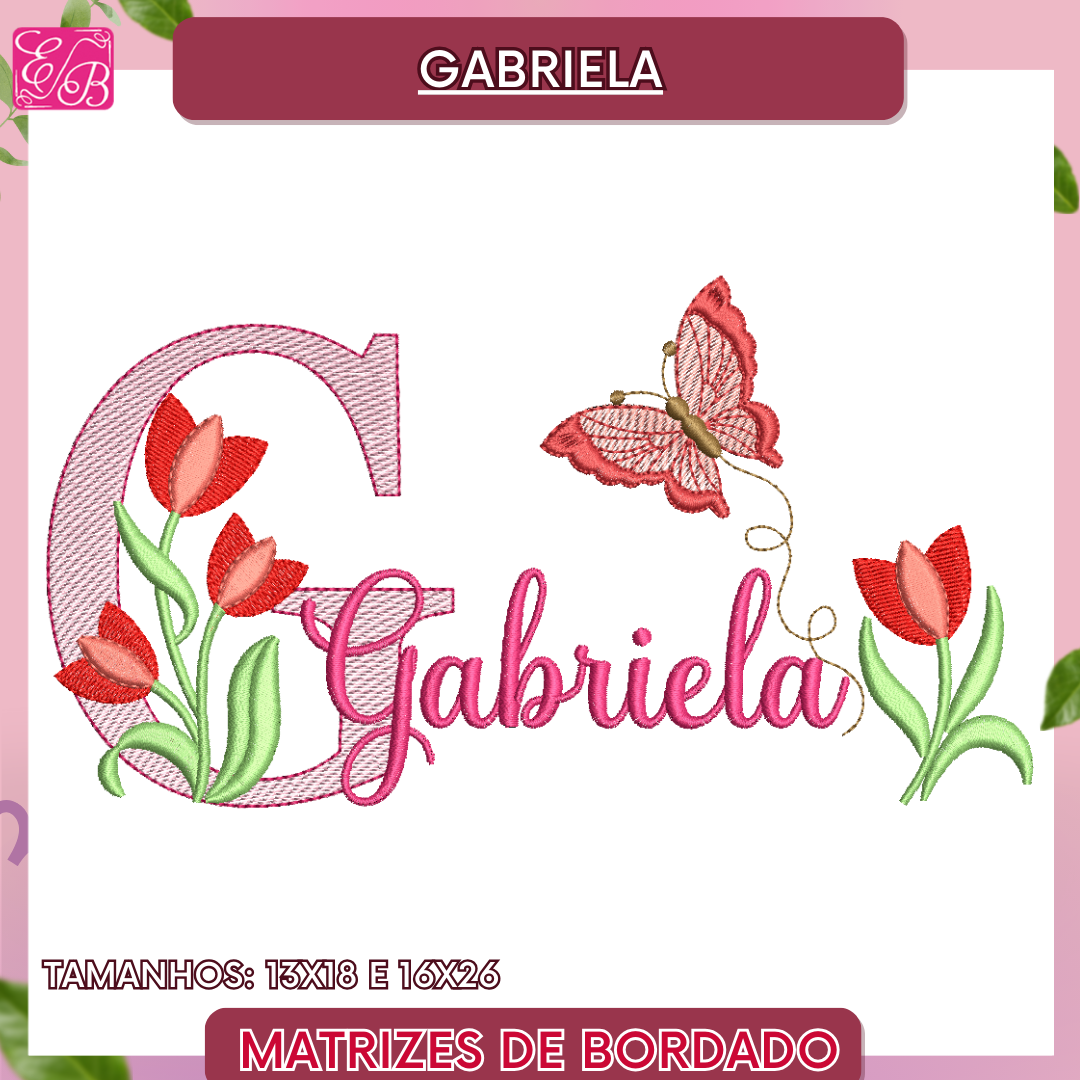 Gabriela sobreposto com tulipas