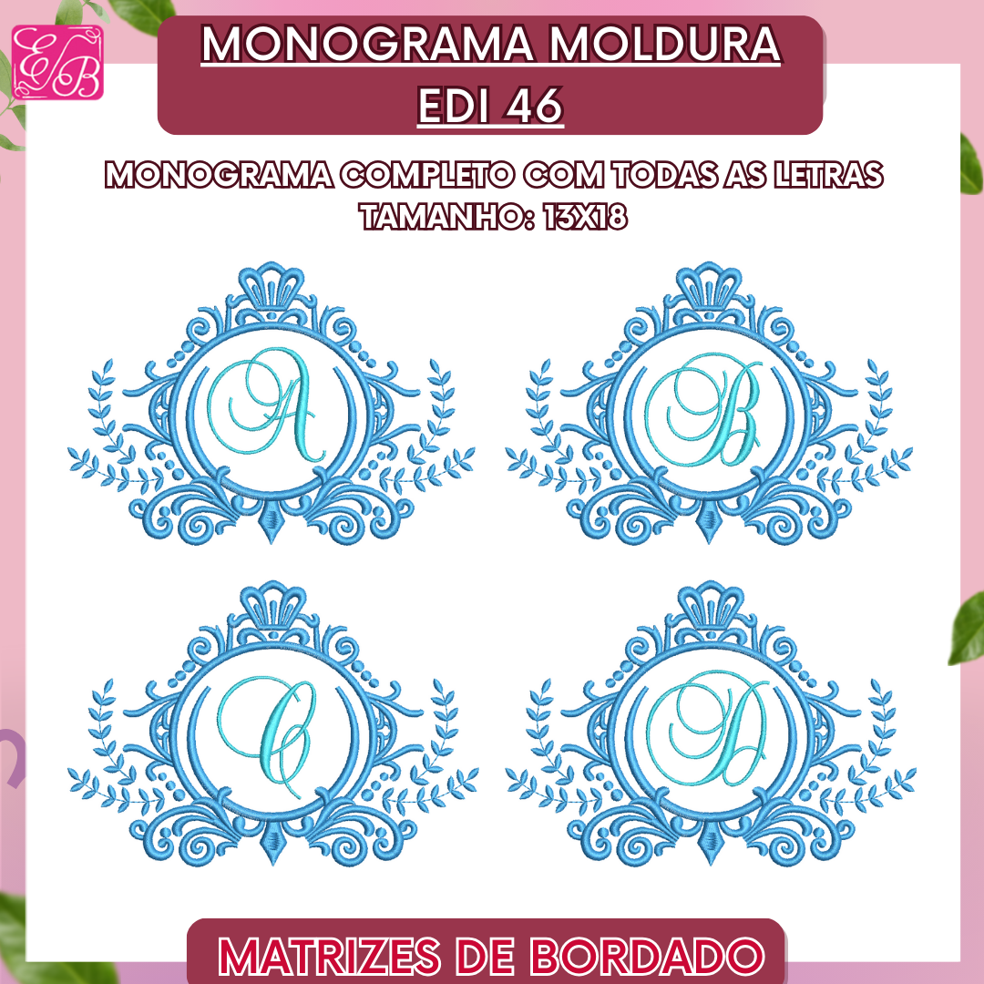 Monograma Moldura Edi 46 - Matriz de Bordado