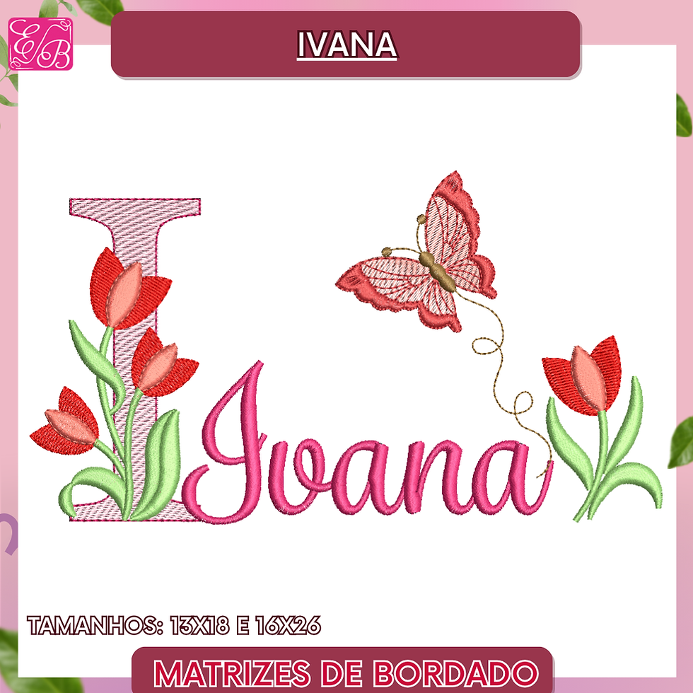 Ivana sobreposto com tulipas