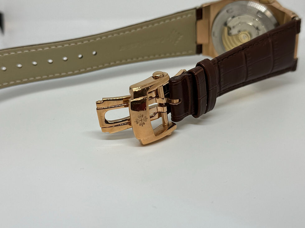Miniatura: Patek Philippe Nautilus Rose Gold Brown Dial Leather Strap