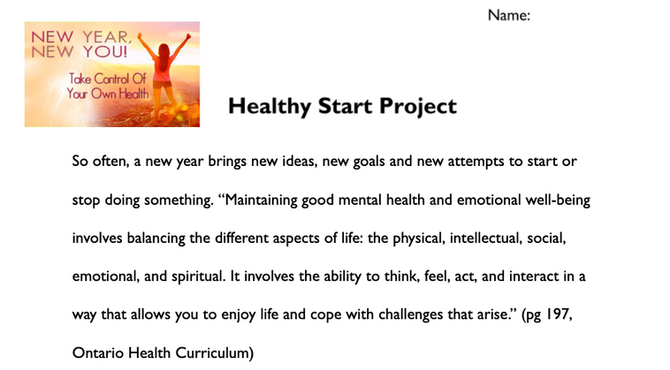 The Heathy Start Project- Harnessing the Power to Help Students Create Change in Their Lives
