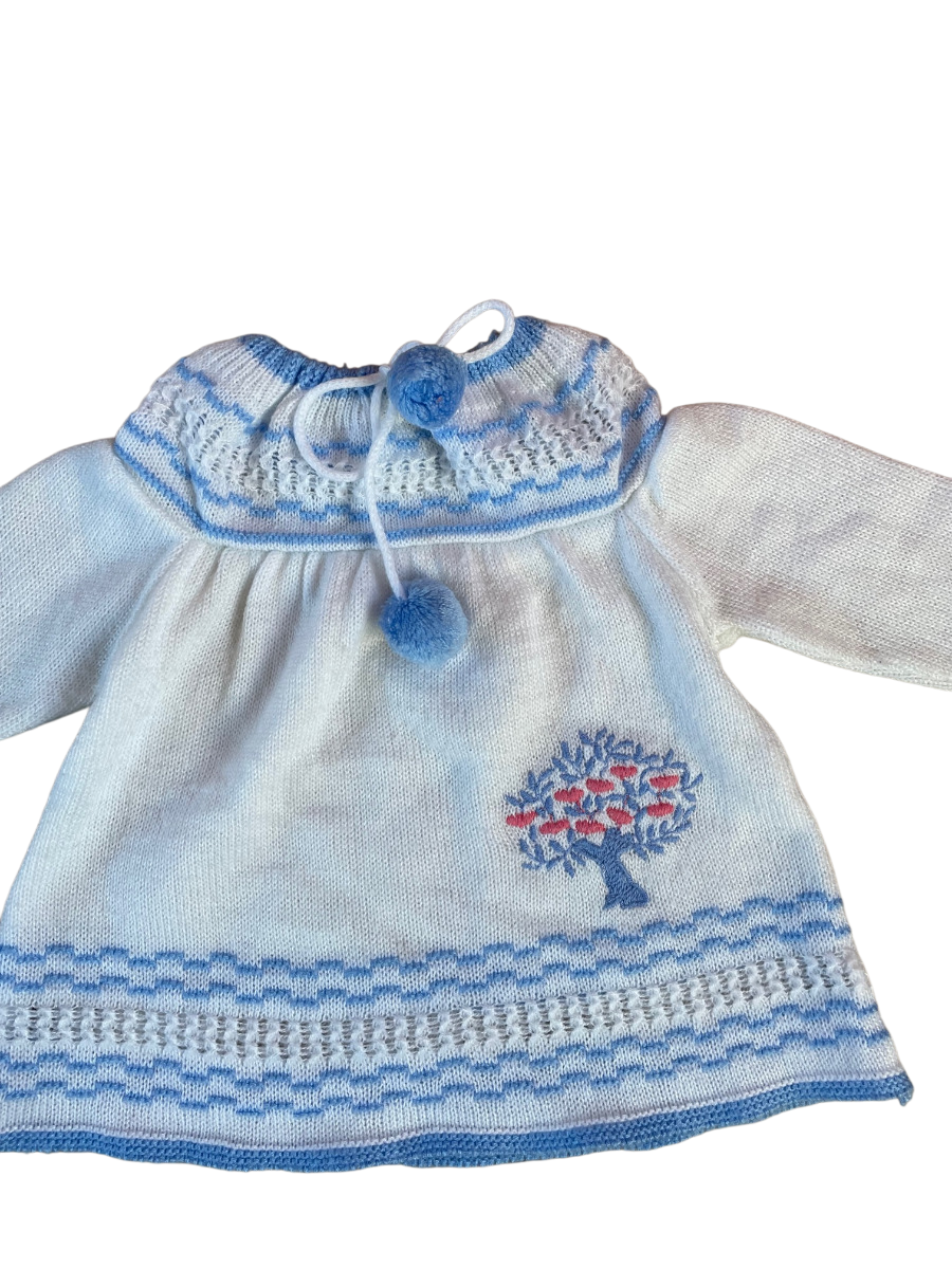 Vintage jurkje baby wit met pompons