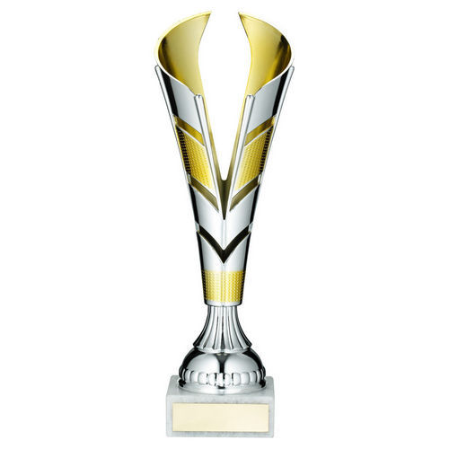 Thumbnail: SILVER/GOLD PLASTIC V TROPHY CUP