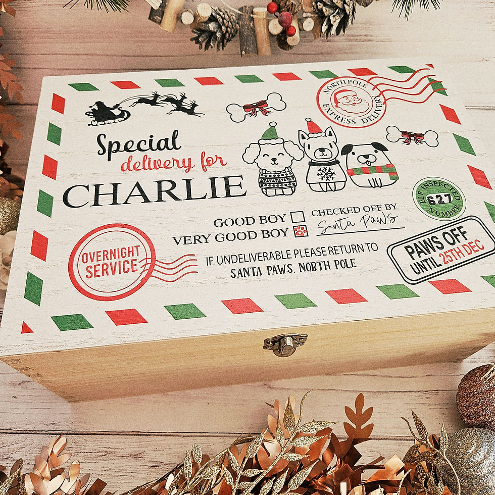 Thumbnail: Personalised Wooden Pet Dog Christmas Eve Box