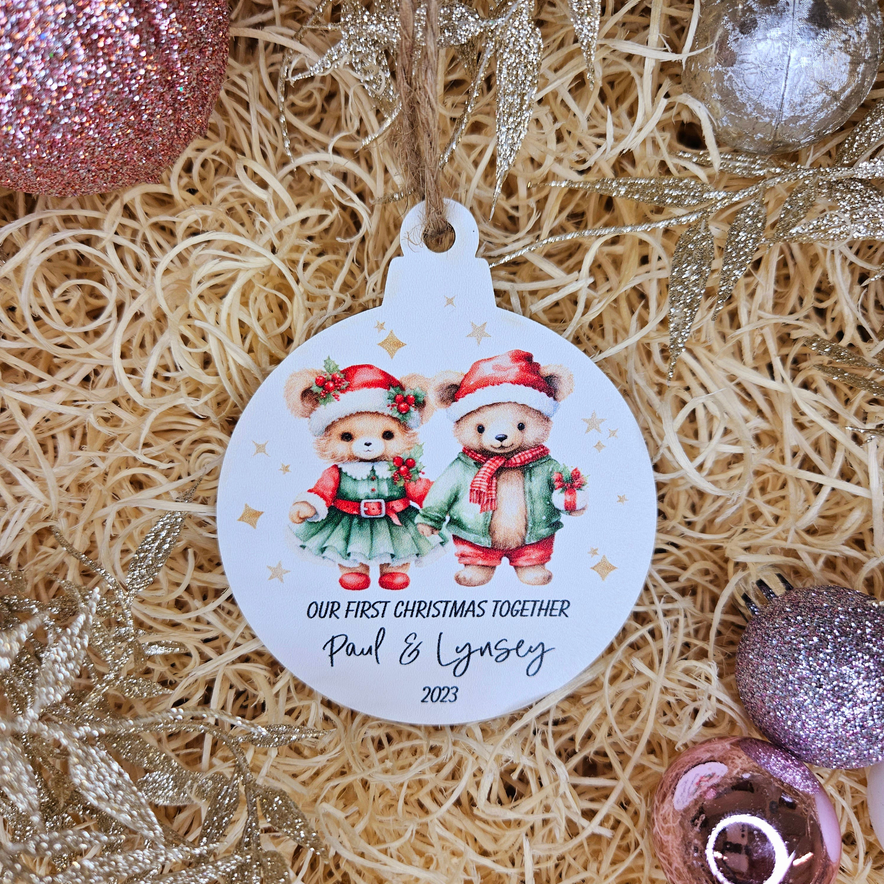 Our First Christmas Bears Bauble - Personalised