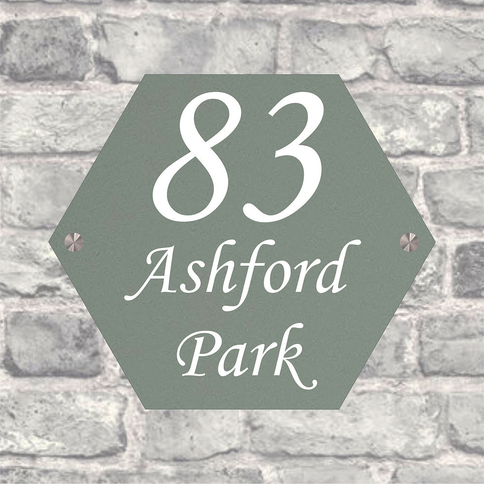 Thumbnail: Avocado Green Hexagon House Sign