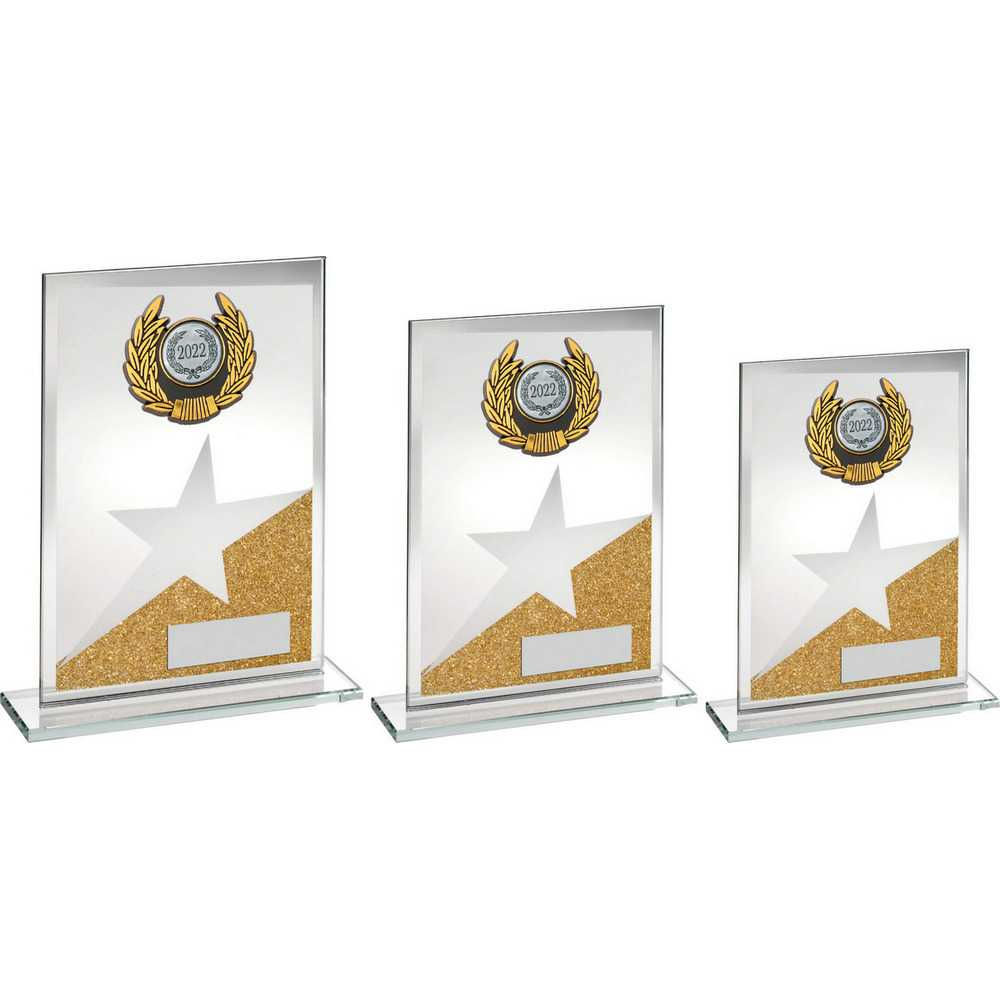 JADE/GOLD/SILV GLASS PLAQUE WITH SILV/BLK TRIM TROPHY