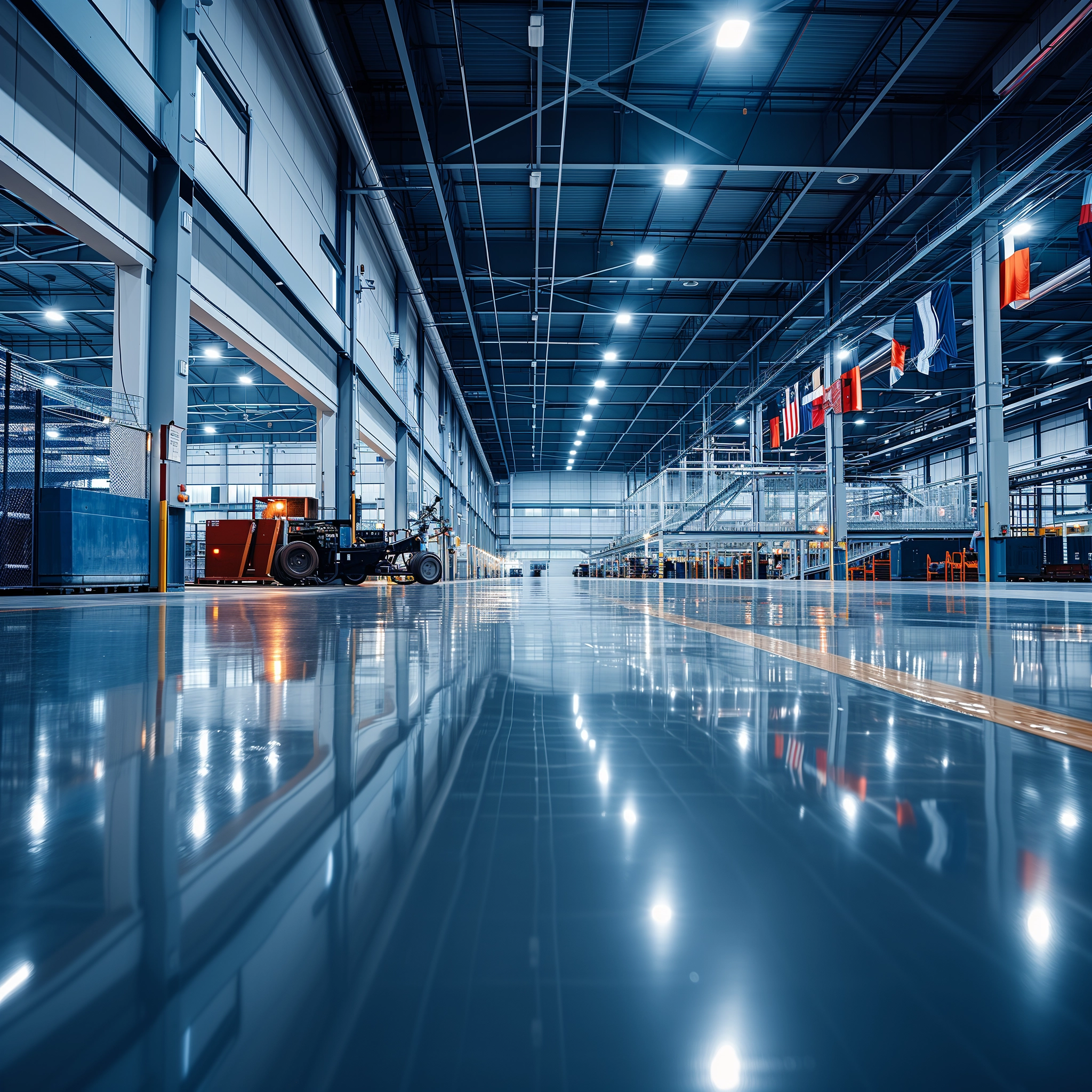 industrial warehouse applied epoxy paint to the floor.