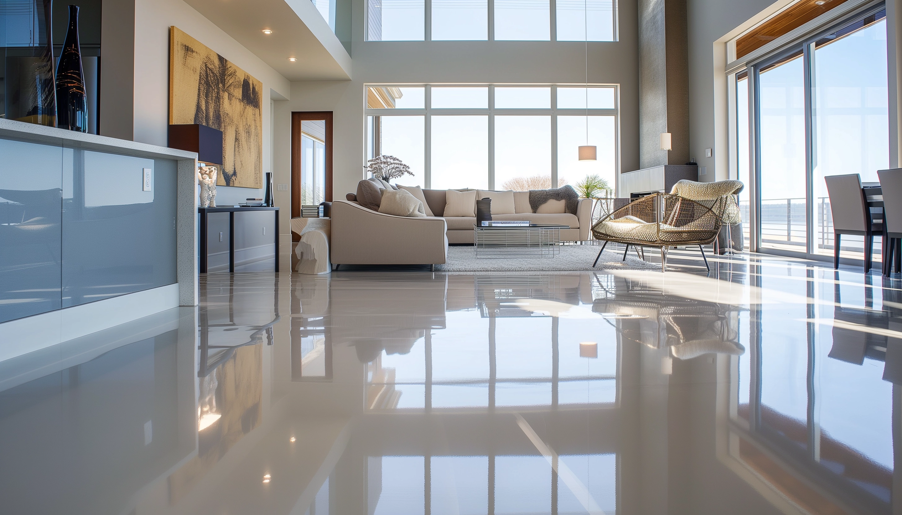 luxury room applied epoxy paint to the floor.