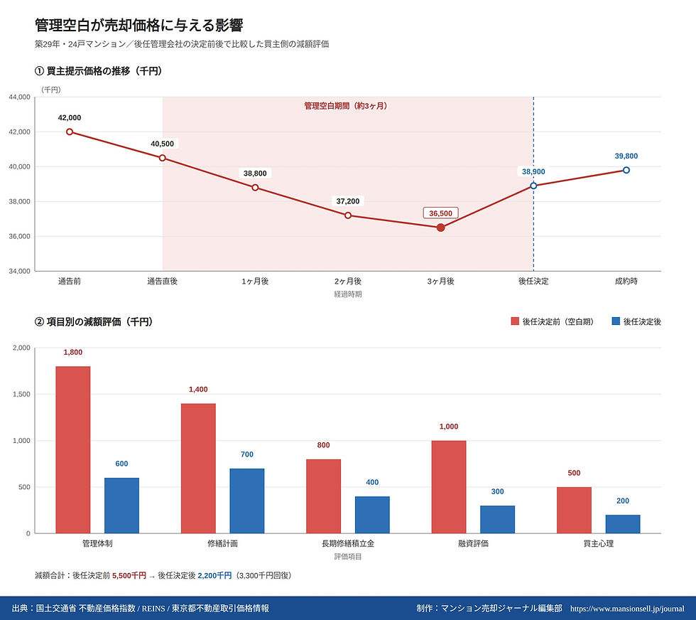 後任管理会社の決定前後で比較した買主側の減額評価