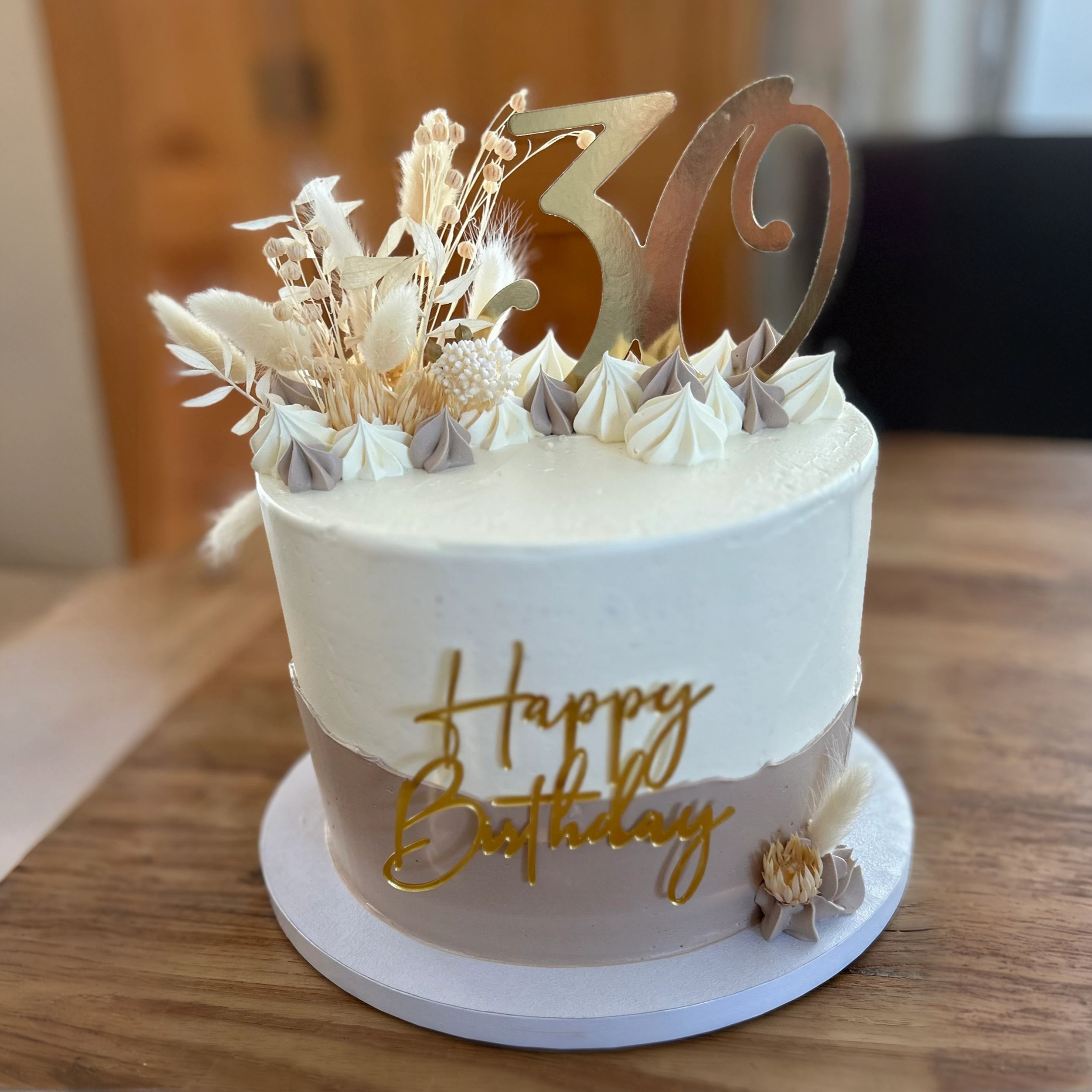 Happy Birthday Torte beige / gold