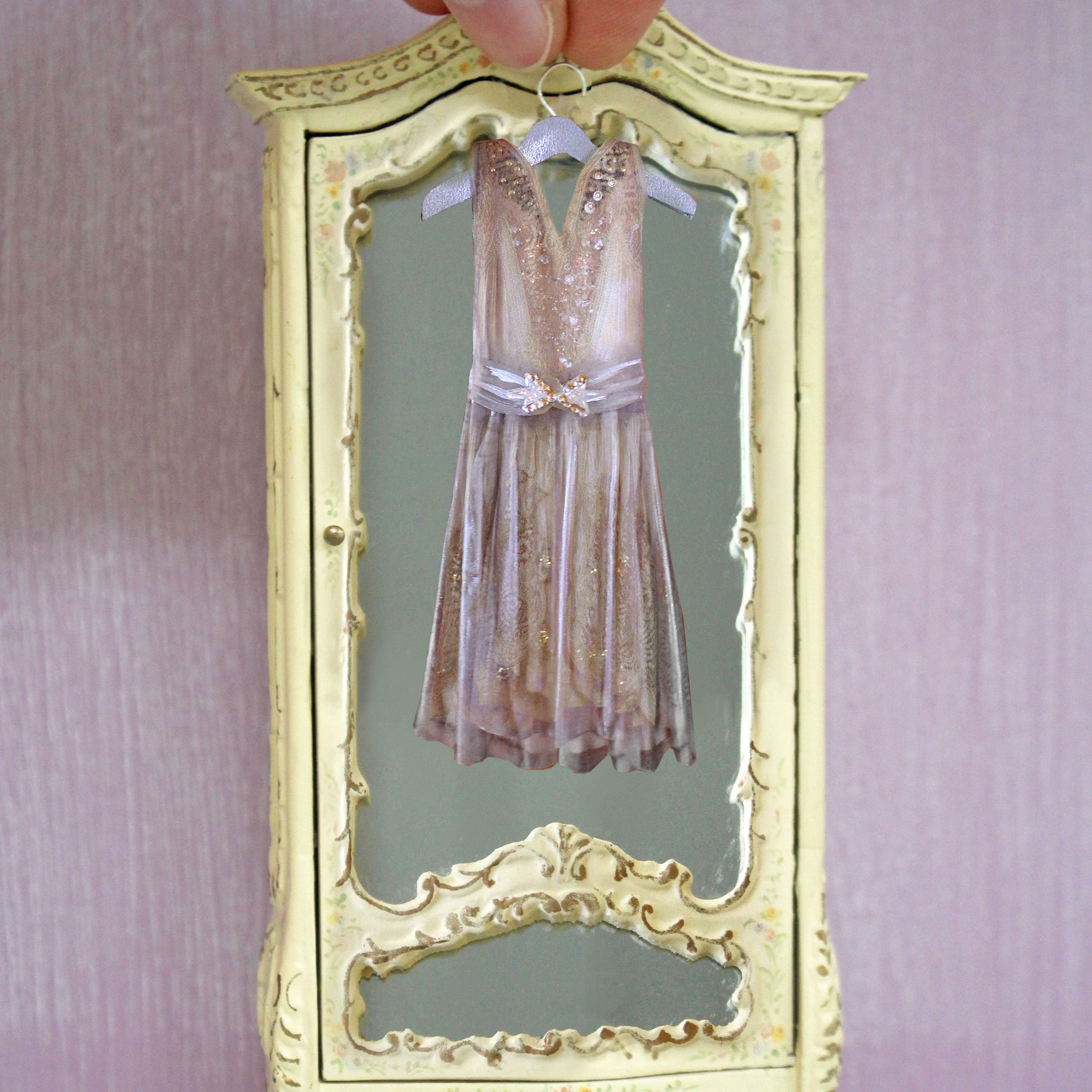 Handpainted Miniature Paper Dress --- Making an Entrance