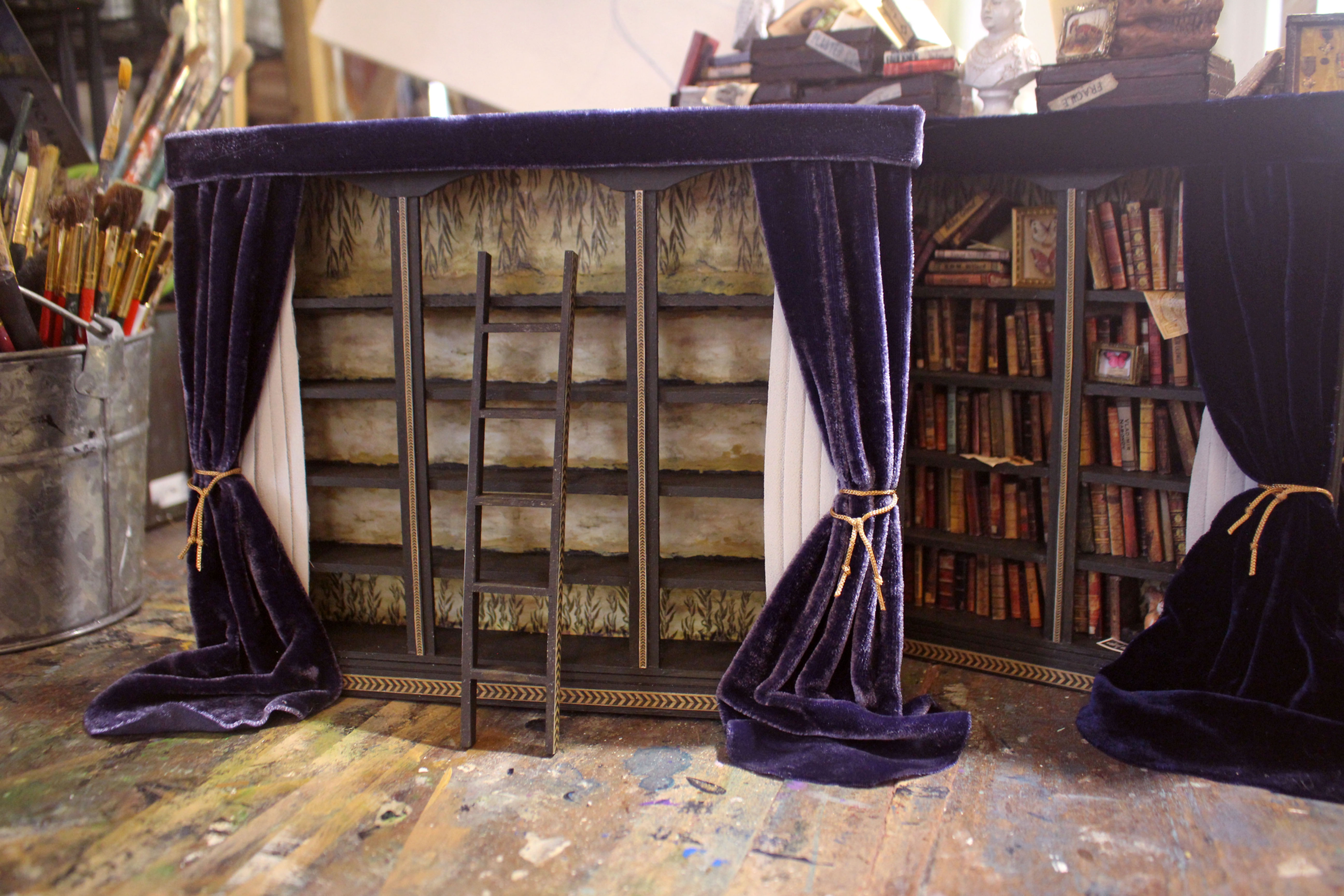 Miniature Library of Forgotten Books Bookshelf & Ladder