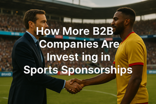 Handshake between business leader and sports team rep in a stadium, representing B2B sports sponsorship.