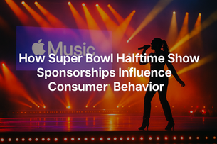 Super Bowl halftime show stage with brand integration and live performance, highlighting sponsorship impact.