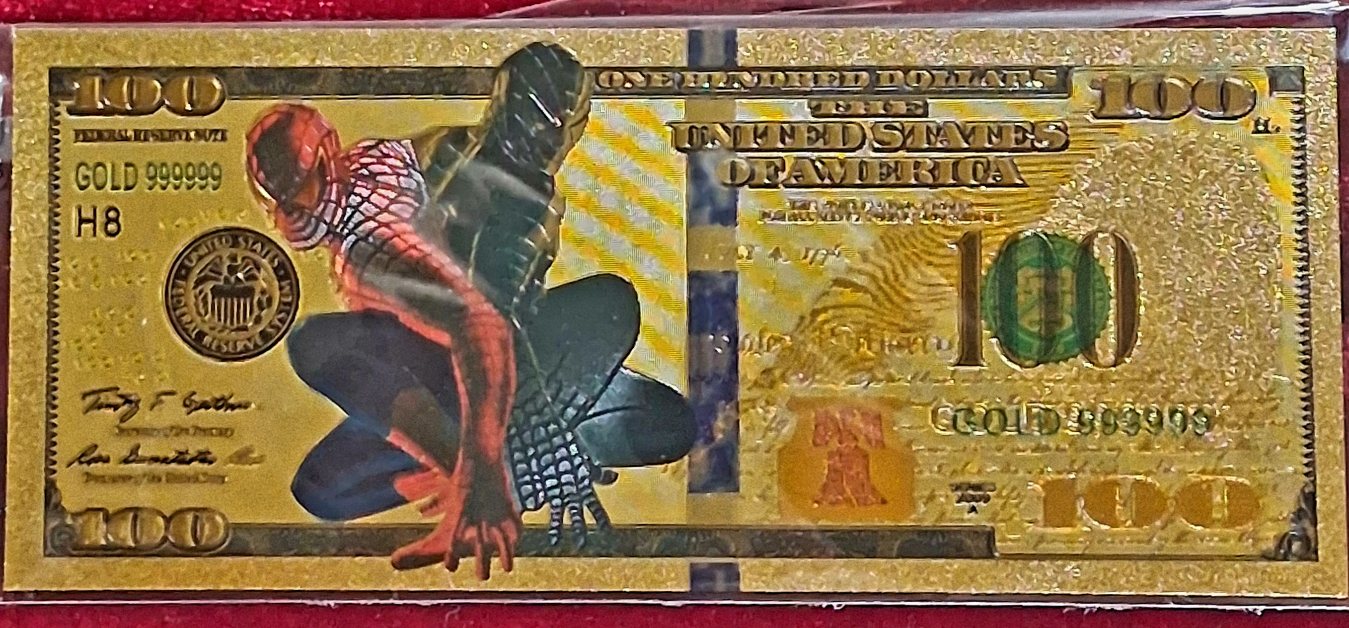 Spiderman 100 Dollar Gold Back
