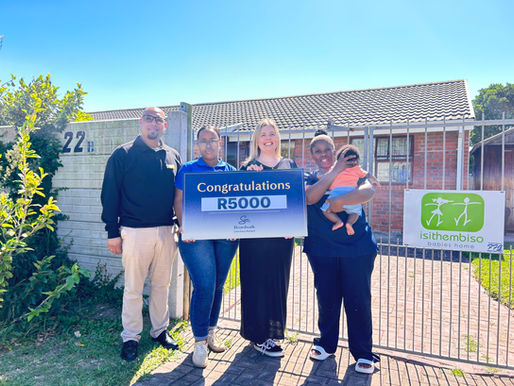 Boardwalk hands over R5 000 donation to support Isithembiso Babies Home.