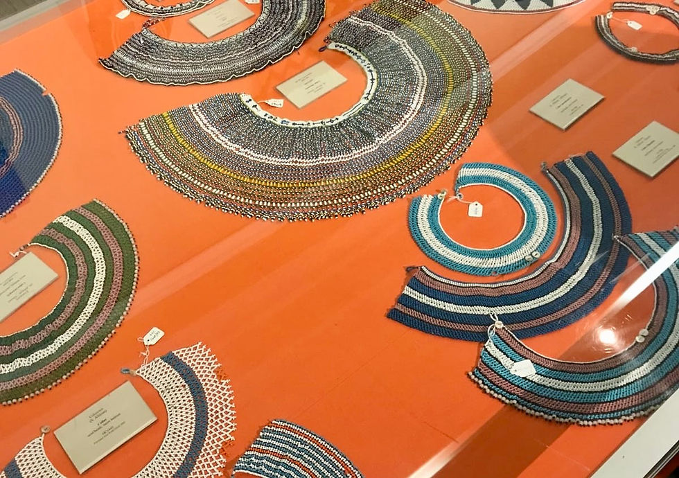 On image: Some of the beadwork pieces at the Nelson Mandela Metropolitan Art Museum in Gqeberha.