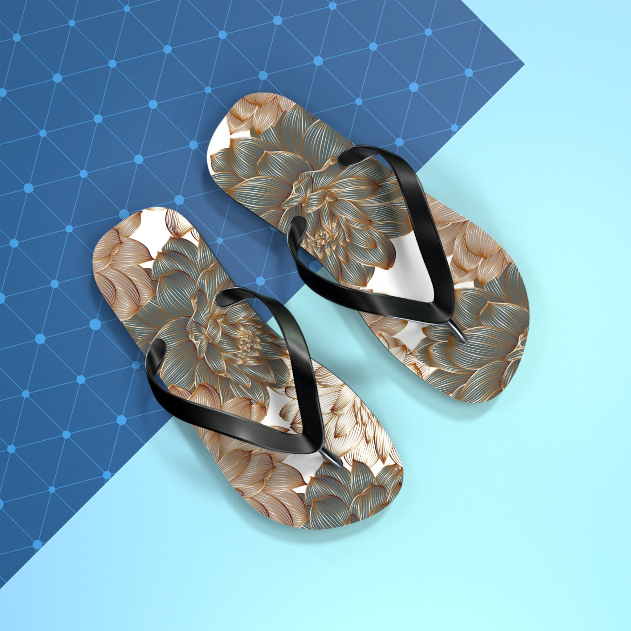 Luxurious Golden Floral-Inspired Flip Flops/ Summer Sandals
