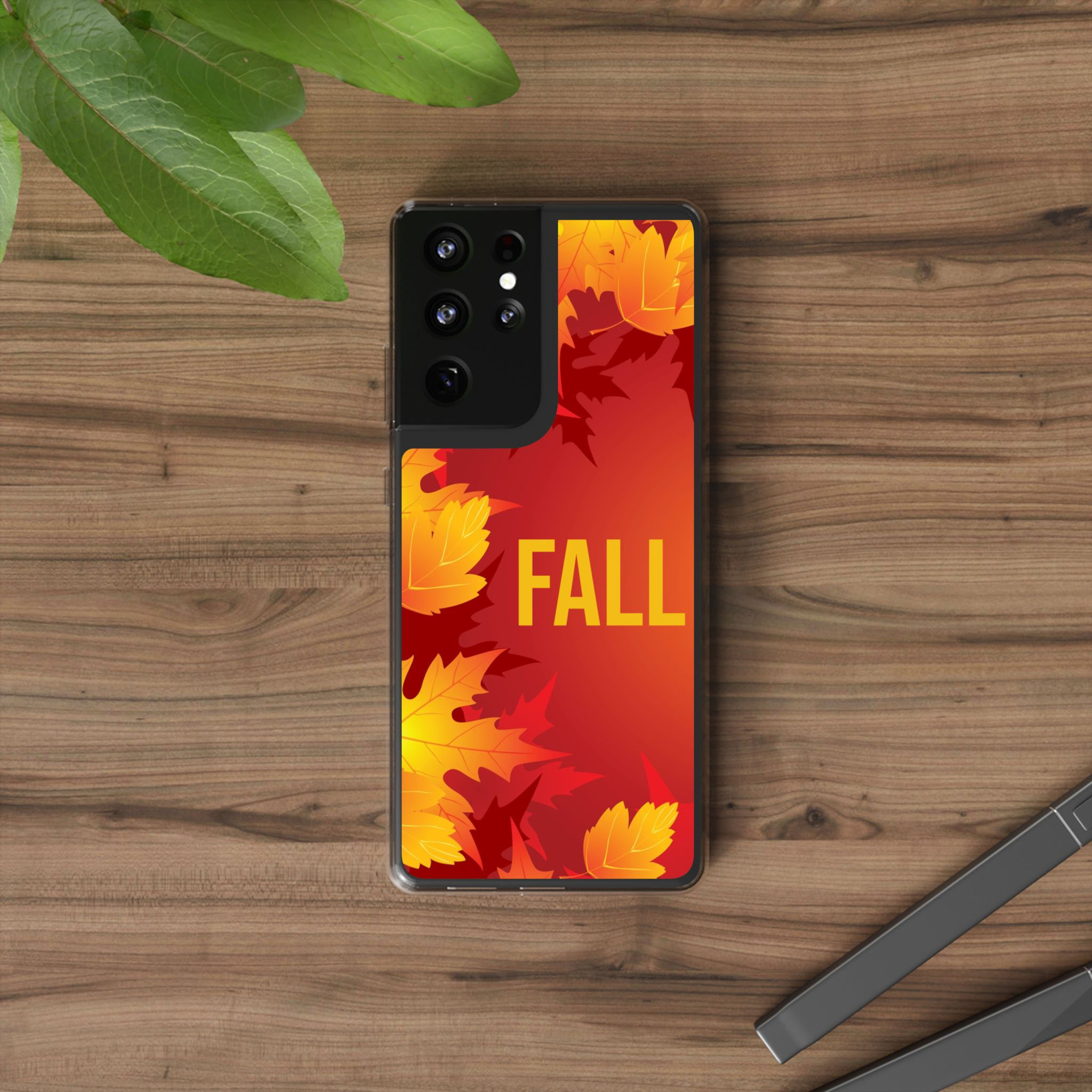 Fall-Themed Clear Phone Case