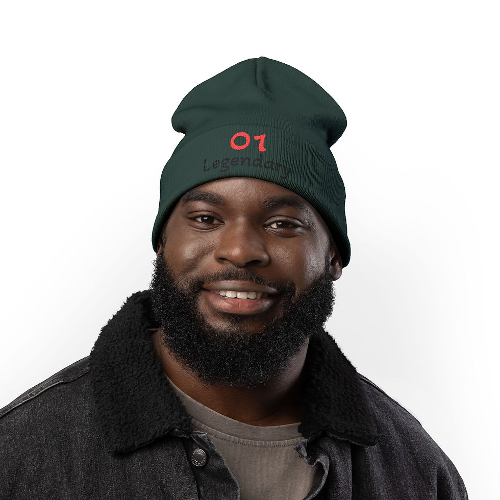Thumbnail: Cozy Embroidered Legendary Knit Beanie & Hat