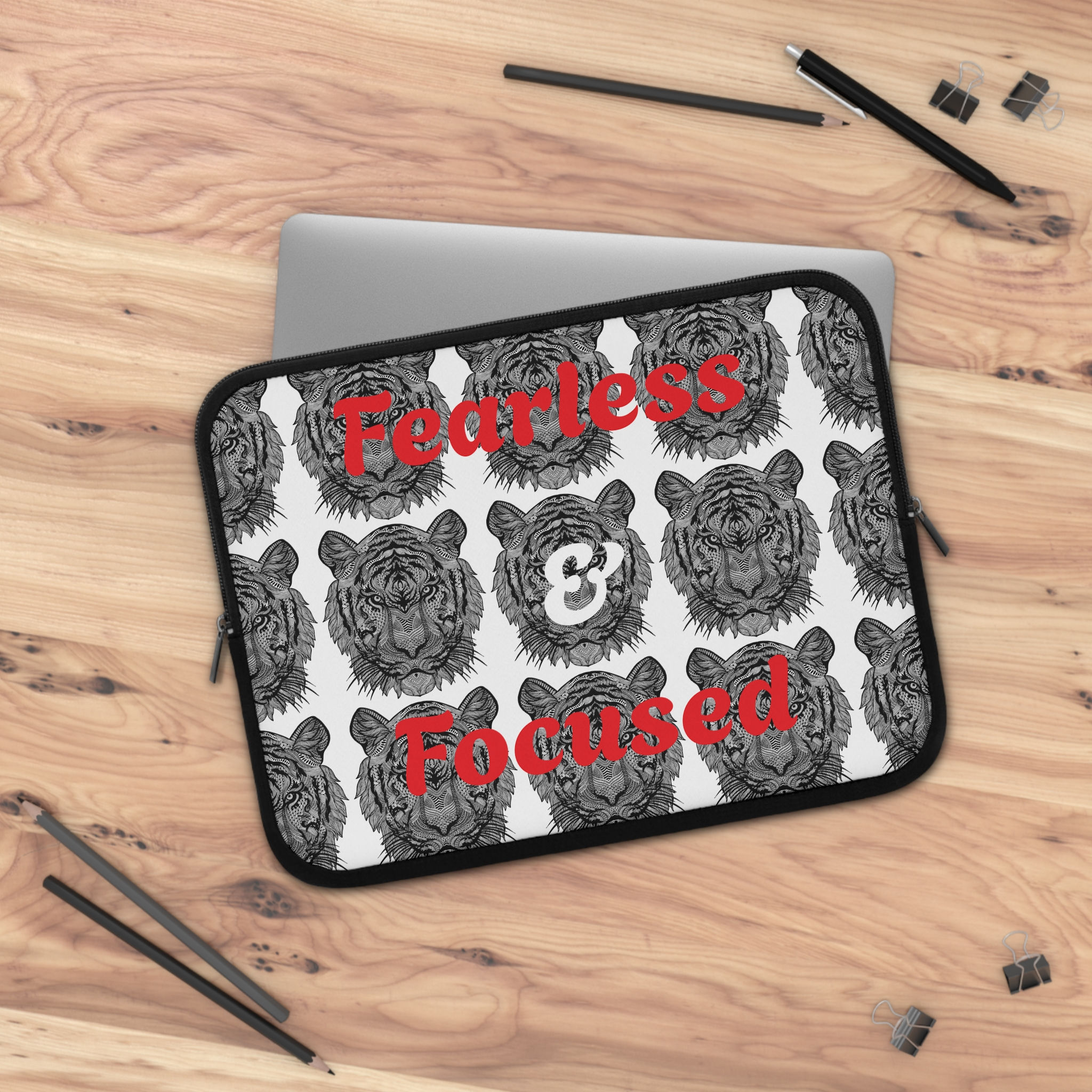 Fearless & Focused Laptop Sleeve With Tiger Design