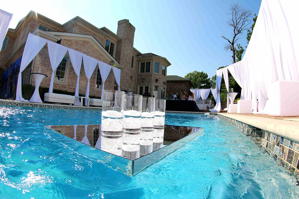 Mirrored pool floating candles