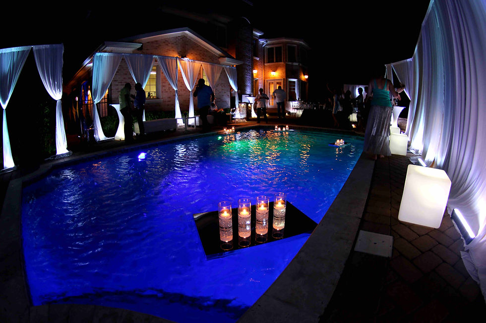 Mirrored pool floating candles