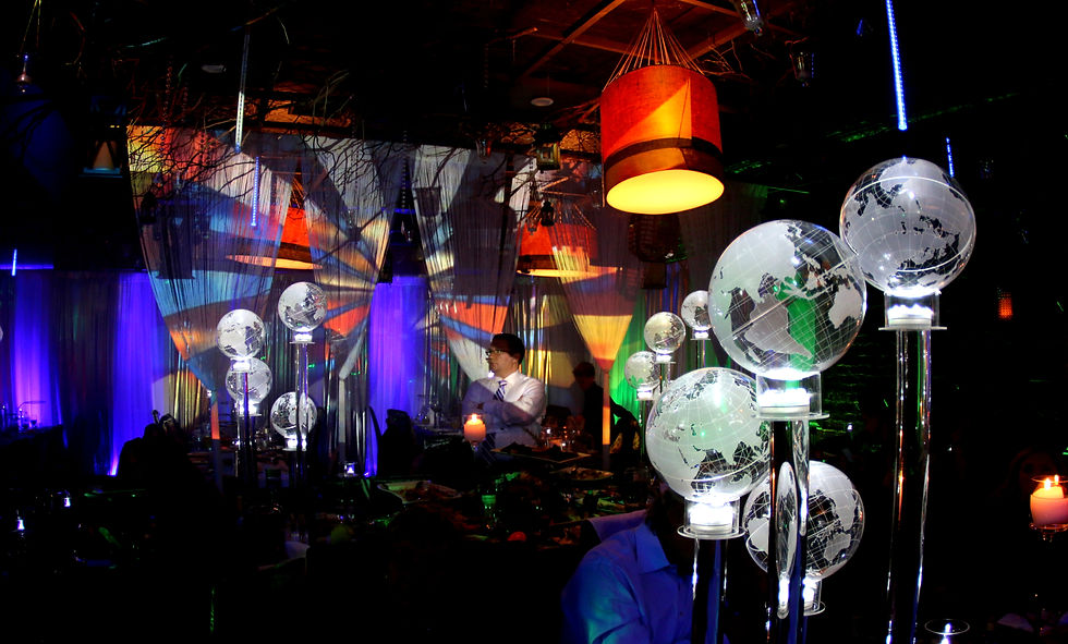 Earth globes on acrylic rods