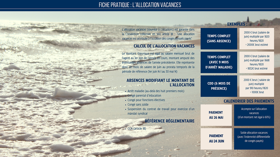 Une allocation vacances est attribuée à l'occasion des congés annuels payés
