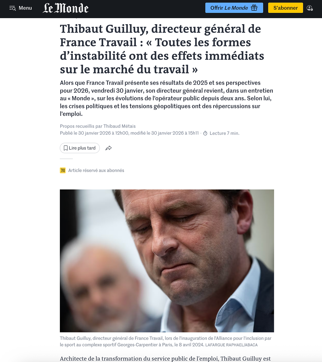 Toutes les formes d'instabilité ont des effets immédiats sur le marché du travail