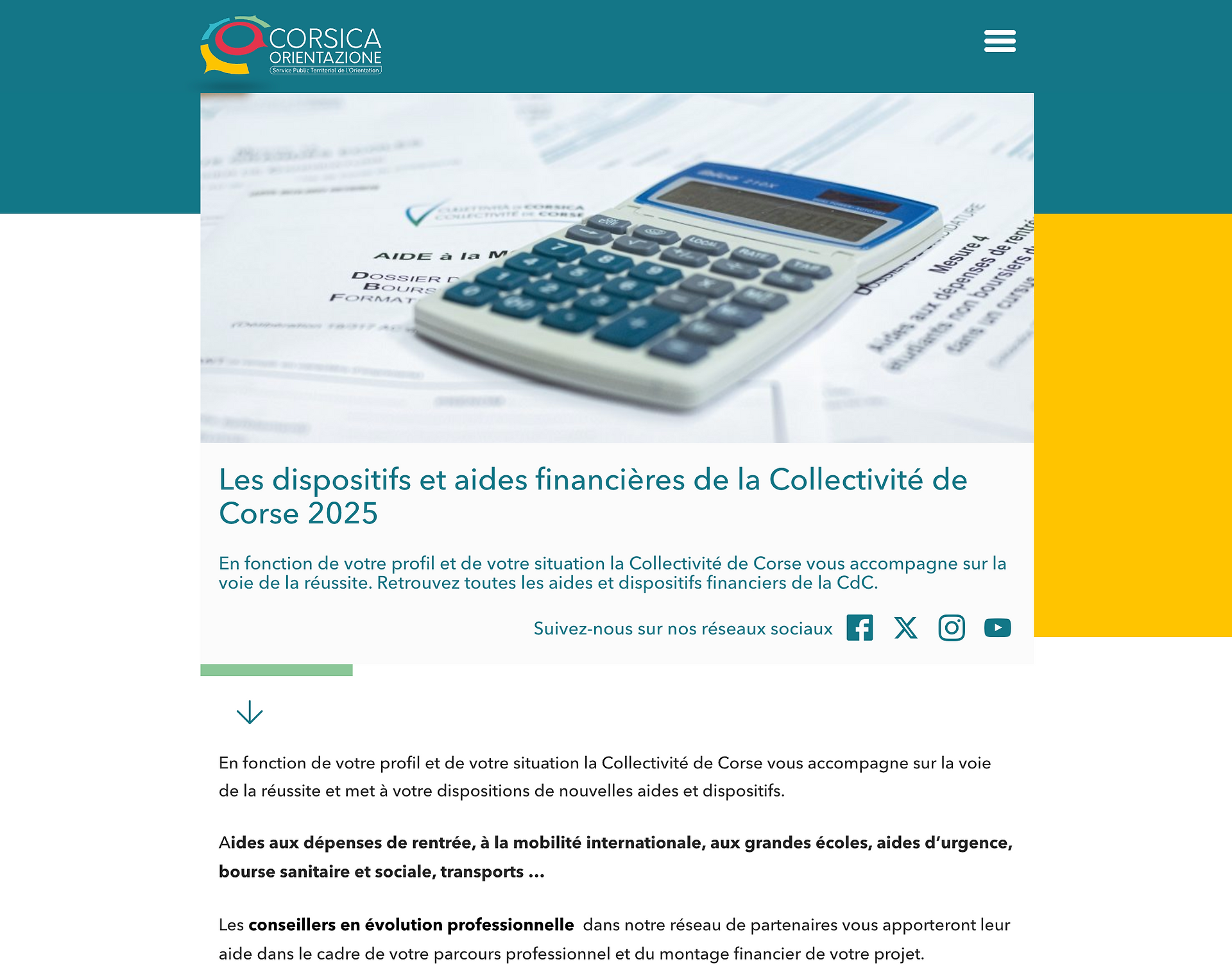 AIDES DE LA COLLECTIVITE DE CORSE