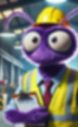 DALL·E 2025-02-14 18.22.27 - A purple anthropomorphic mosquito dressed as a safety inspect