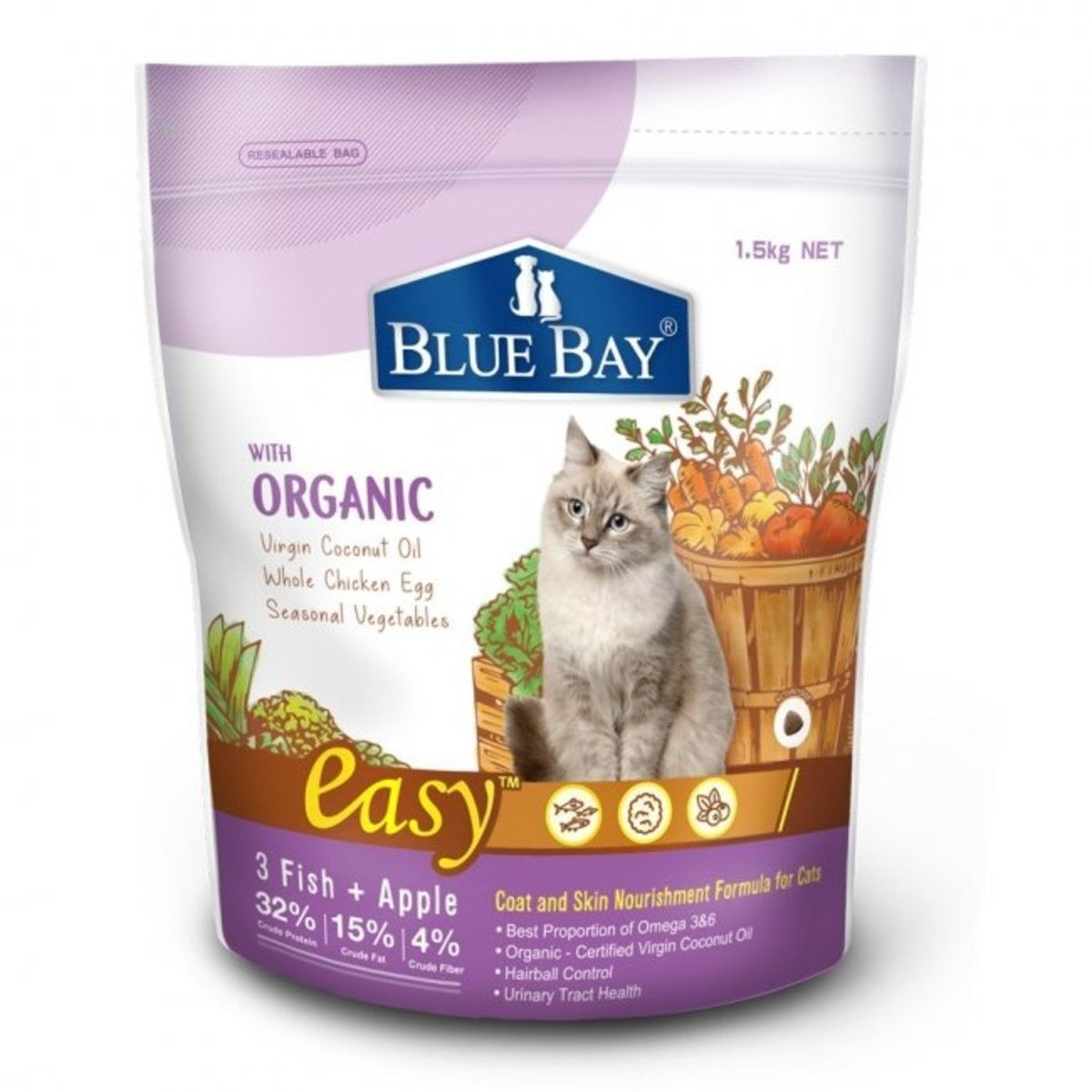 Blue Bay Easy三種魚蘋果幼貓媽媽貓糧 亮毛美膚配方 1.5公斤