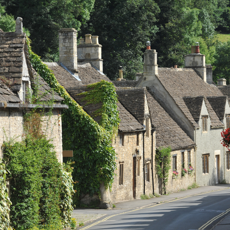 View of Castle Coombe village in the Cotswolds