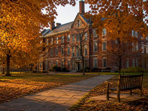 Historic liberal arts college campus in autumn