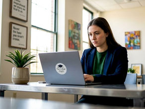 Admissions officer reviewing social media profile