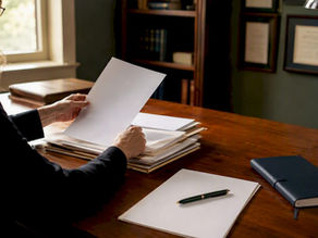 Hands sorting college application papers
