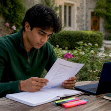 Student reviewing Cornell admissions checklist