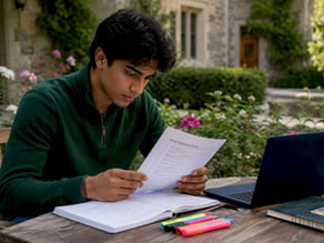 Student reviewing Cornell admissions checklist