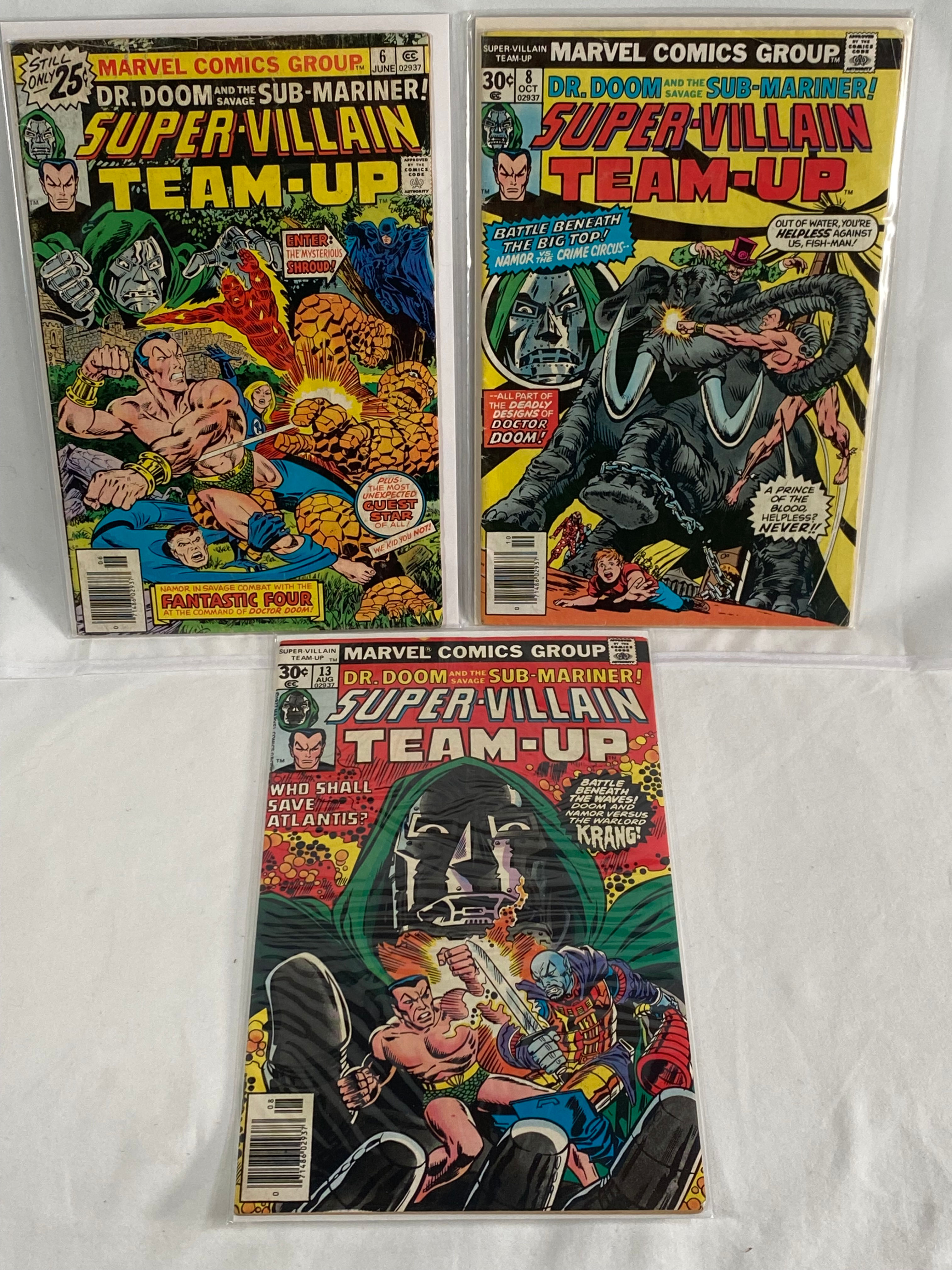Marvel Super Villain Team-Up (1976) comics, issues 6, 8, 13 G/VG