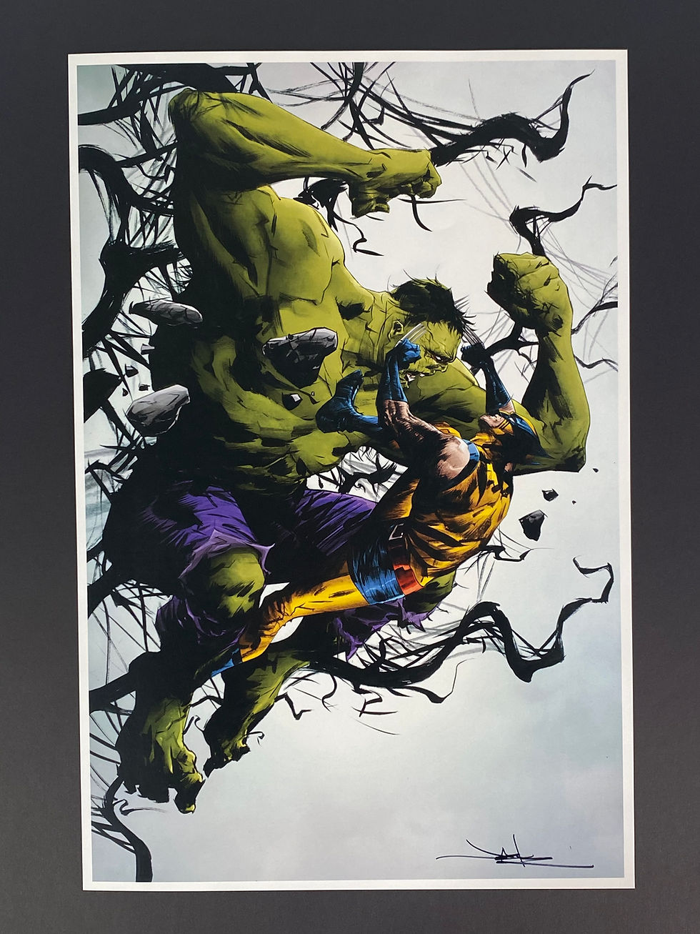 Thumbnail: Jae Lee - Hulk Wolverine battle! Signed 11x17 inch print.