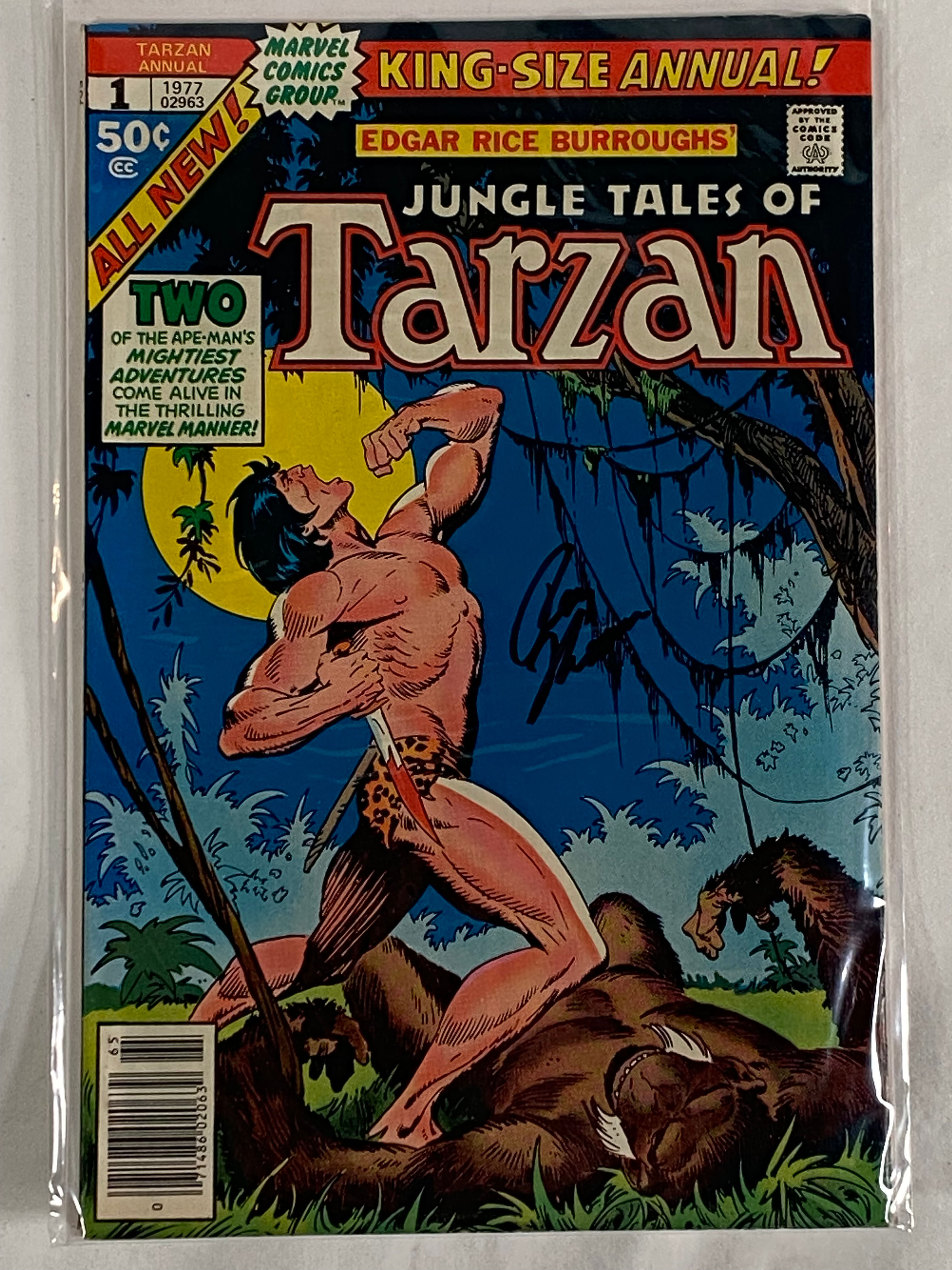 Marvel's Tarzan Annual (1977) number 1 signed by Roy Thomas w/coa VG/F
